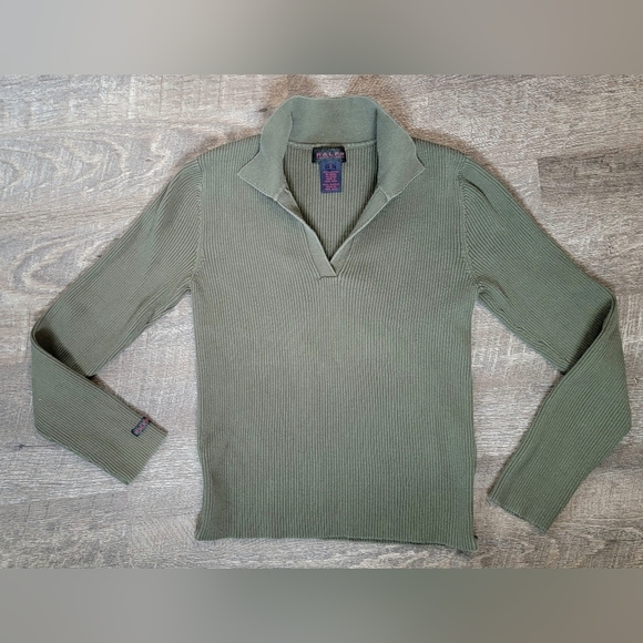 Ralph Ralph Lauren 90s Y2K Vintg Ribbed Babydoll Long Sleeve Tee Womens S Olive - Picture 6 of 12